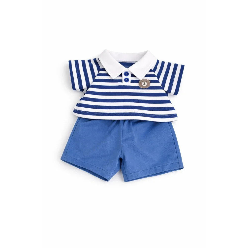 Bartholomew bear cute clothes outfits - Blue Striped Polo Set[BXYC-16-10IN]